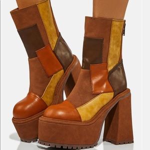 Dolls kill Bratz patchwork platform boots size 11